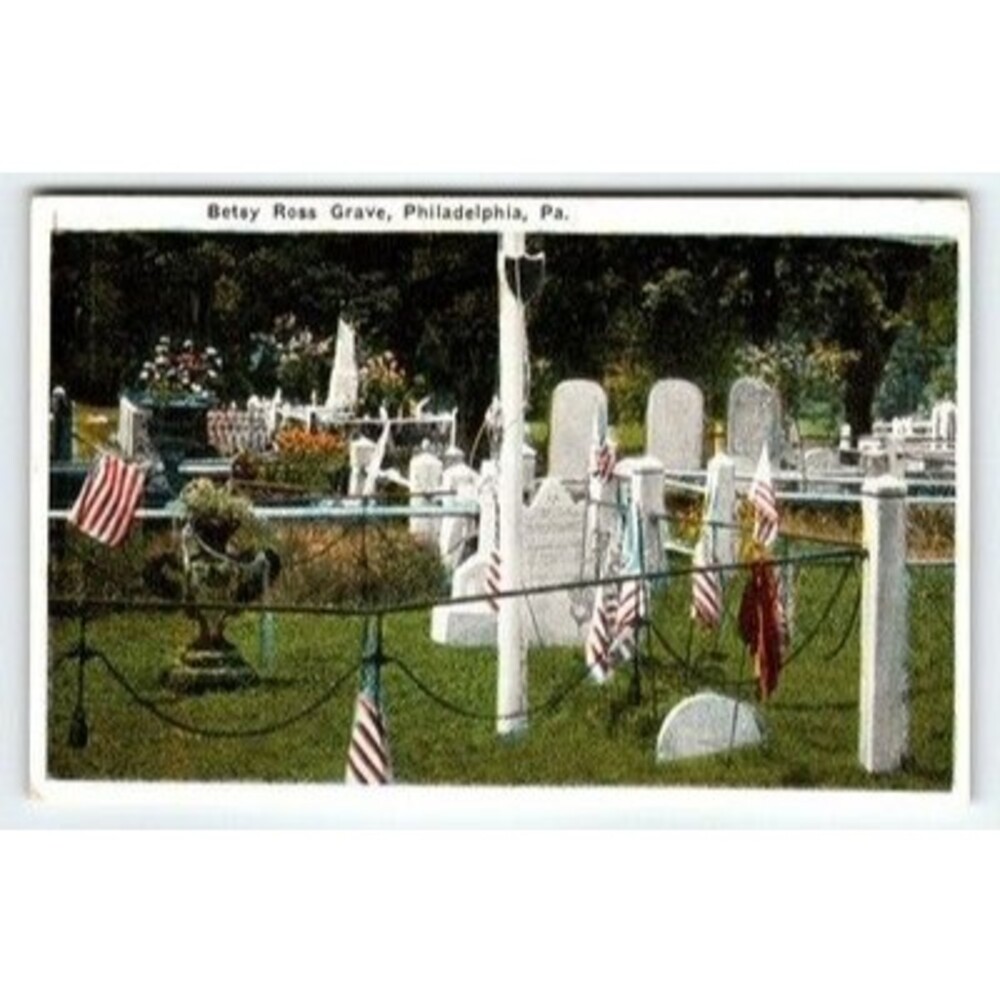 Vintage Postcard Betsy Ross Grave Philadelphia PA 1930s Sander